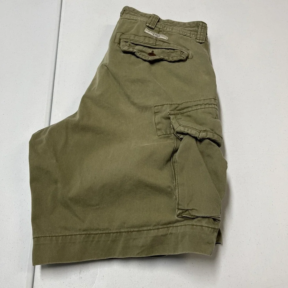 Polo Ralph Lauren Shorts Heavy Weight Cargo Khaki‎ Size 36 Baggy Y2K Utility